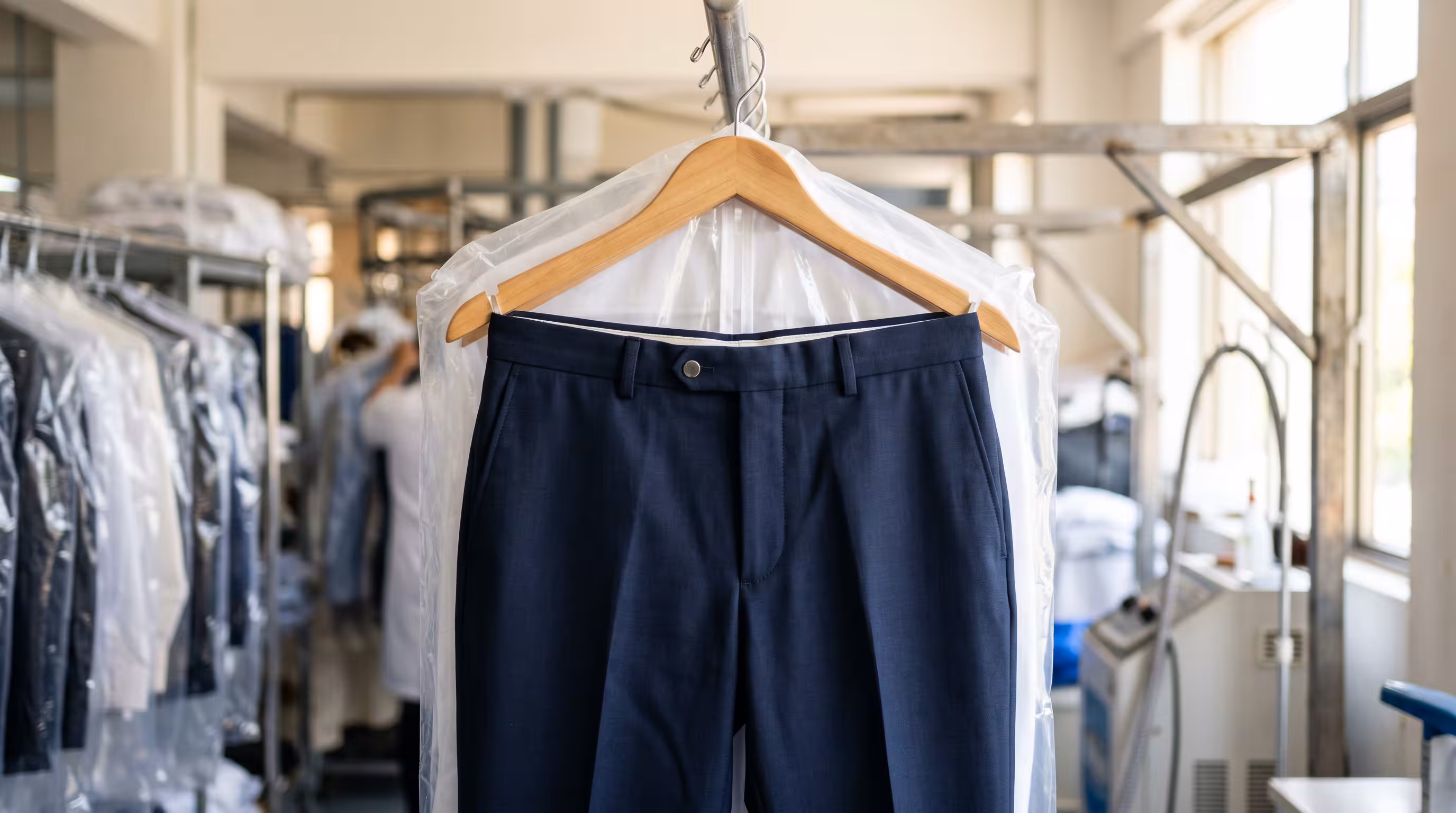 Detalj formalnih pantalona pre hemijskog čišćenja