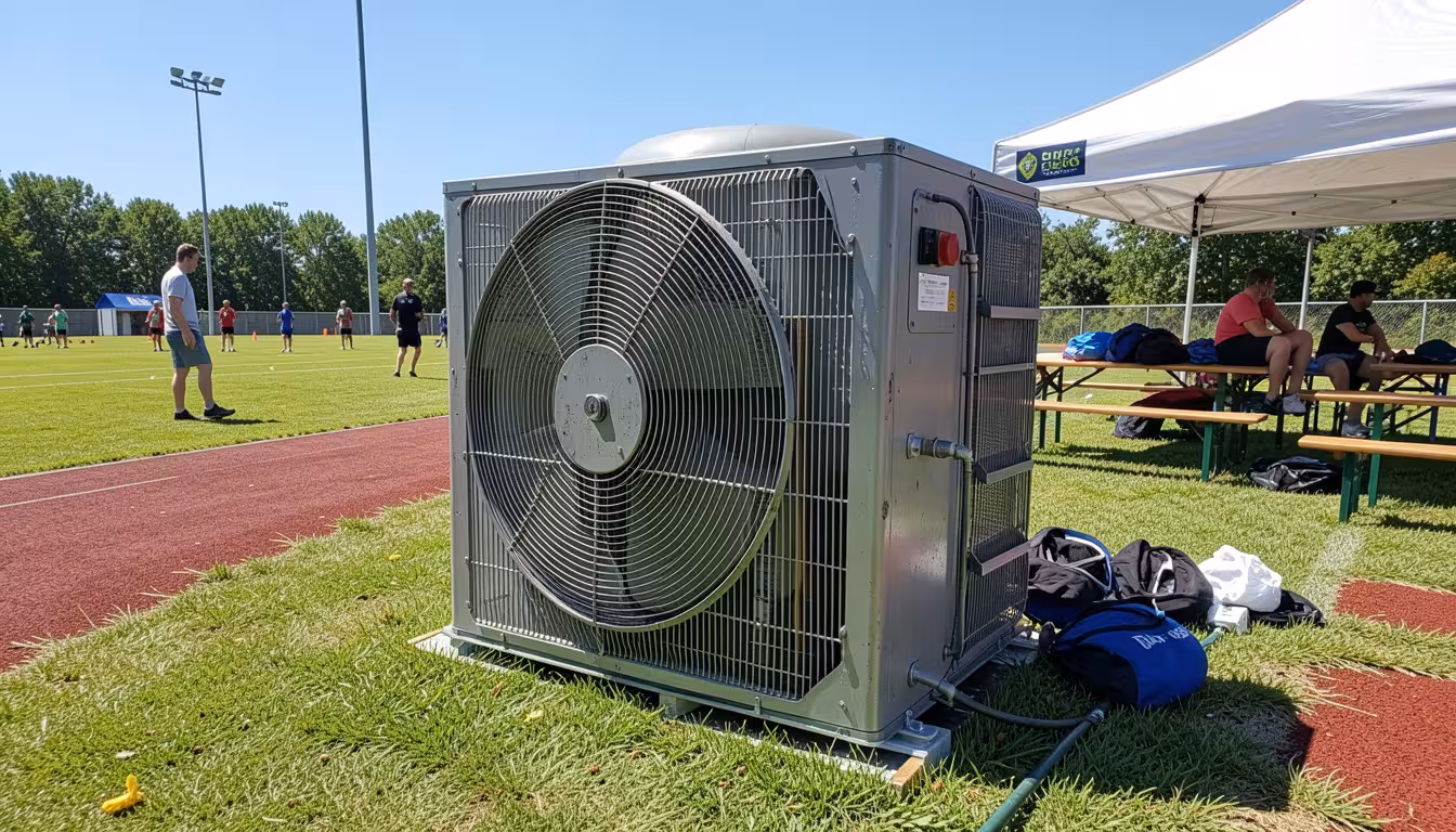 Veliki ventilator na vodu na ivici letnjeg outdoor događaja